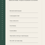 Visual Identity and Brand Strategy Worksheet for founders to define brand voice and content pillars.